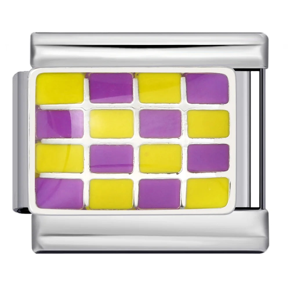 Simplicity Trend Women Men Colorful Glaze Square Lattice Italian Charm Link fit 9mm Stainless Steel Jewelry DIY Making Bracelets