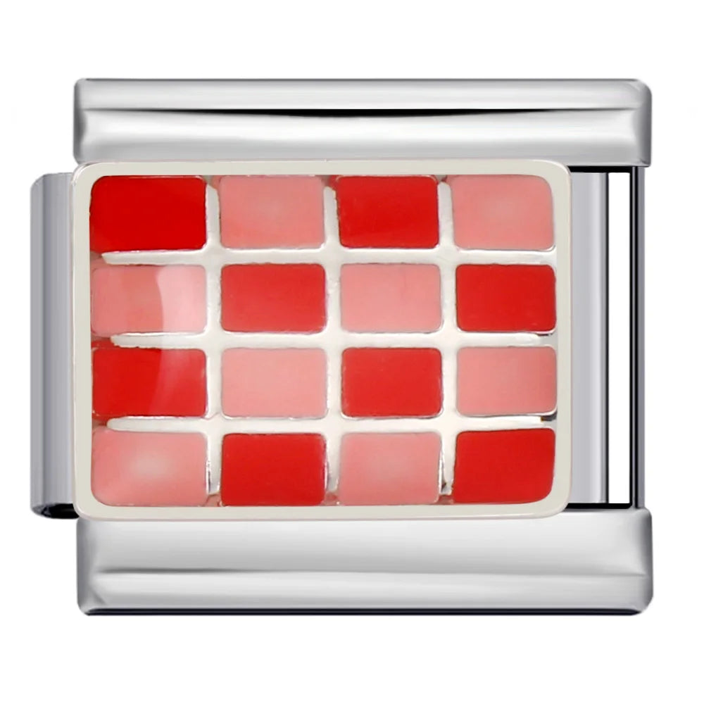 Simplicity Trend Women Men Colorful Glaze Square Lattice Italian Charm Link fit 9mm Stainless Steel Jewelry DIY Making Bracelets