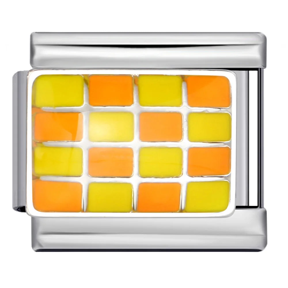 Simplicity Trend Women Men Colorful Glaze Square Lattice Italian Charm Link fit 9mm Stainless Steel Jewelry DIY Making Bracelets