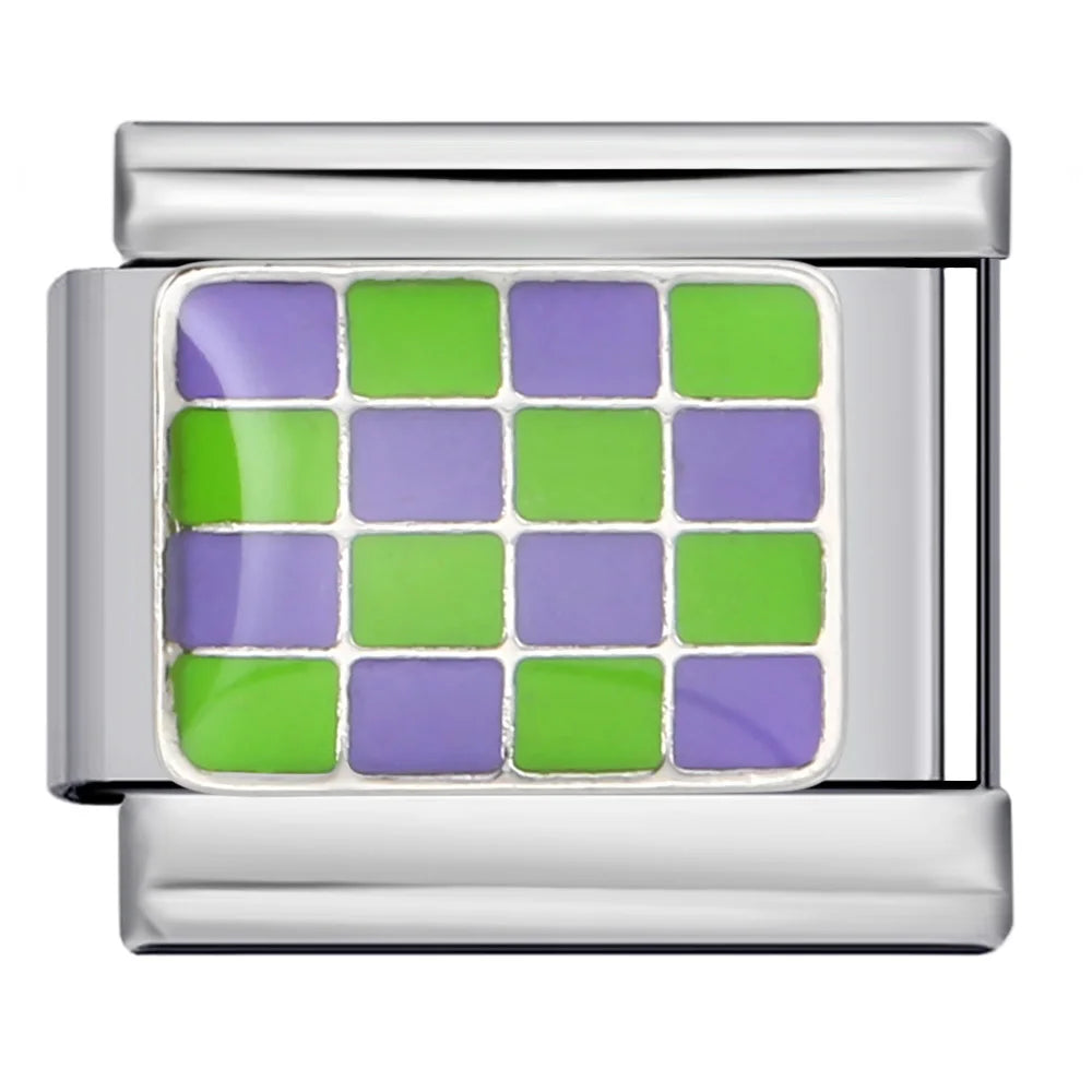 Simplicity Trend Women Men Colorful Glaze Square Lattice Italian Charm Link fit 9mm Stainless Steel Jewelry DIY Making Bracelets