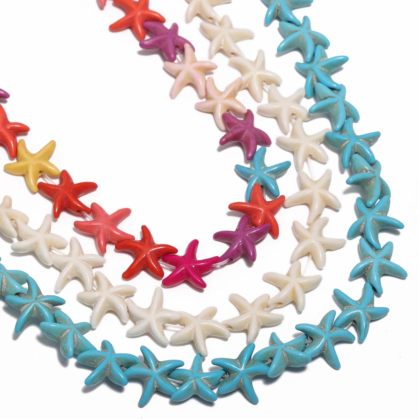 36pcs 14mm Starfish Shape Natural Turquoise Stone Beads Colorful Howlite Handmade Beads for Jewelry Making DIY Pendant Crafts
