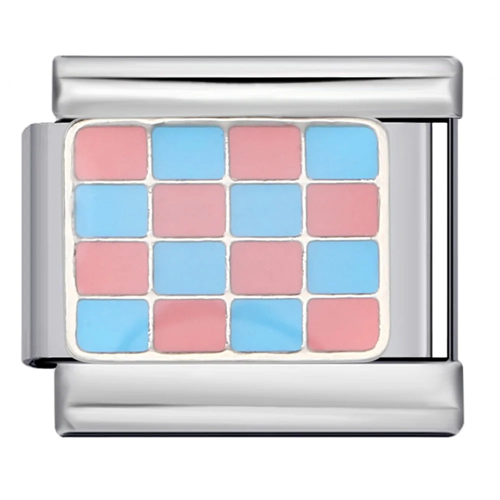 Simplicity Trend Women Men Colorful Glaze Square Lattice Italian Charm Link fit 9mm Stainless Steel Jewelry DIY Making Bracelets