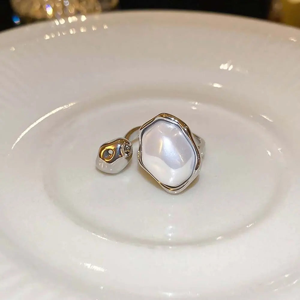 Opening Adjustable Pearl Ring Jewelry Accessories Imitation Pearl Pearl Open Rings Silver Copper Korean Pearl Ring Lady/Girls