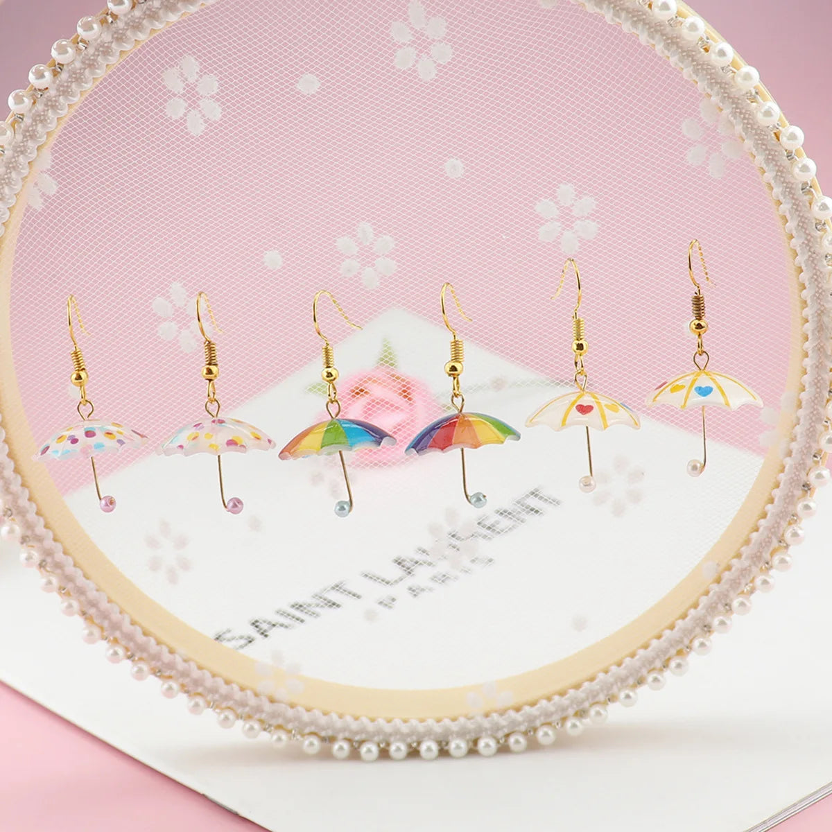 Cute Umbrella Drop Earrings Colored Rainbow Umbrella Korean Dangle Earrings For Women Girls Funny Pendant Jewelry Accessories
