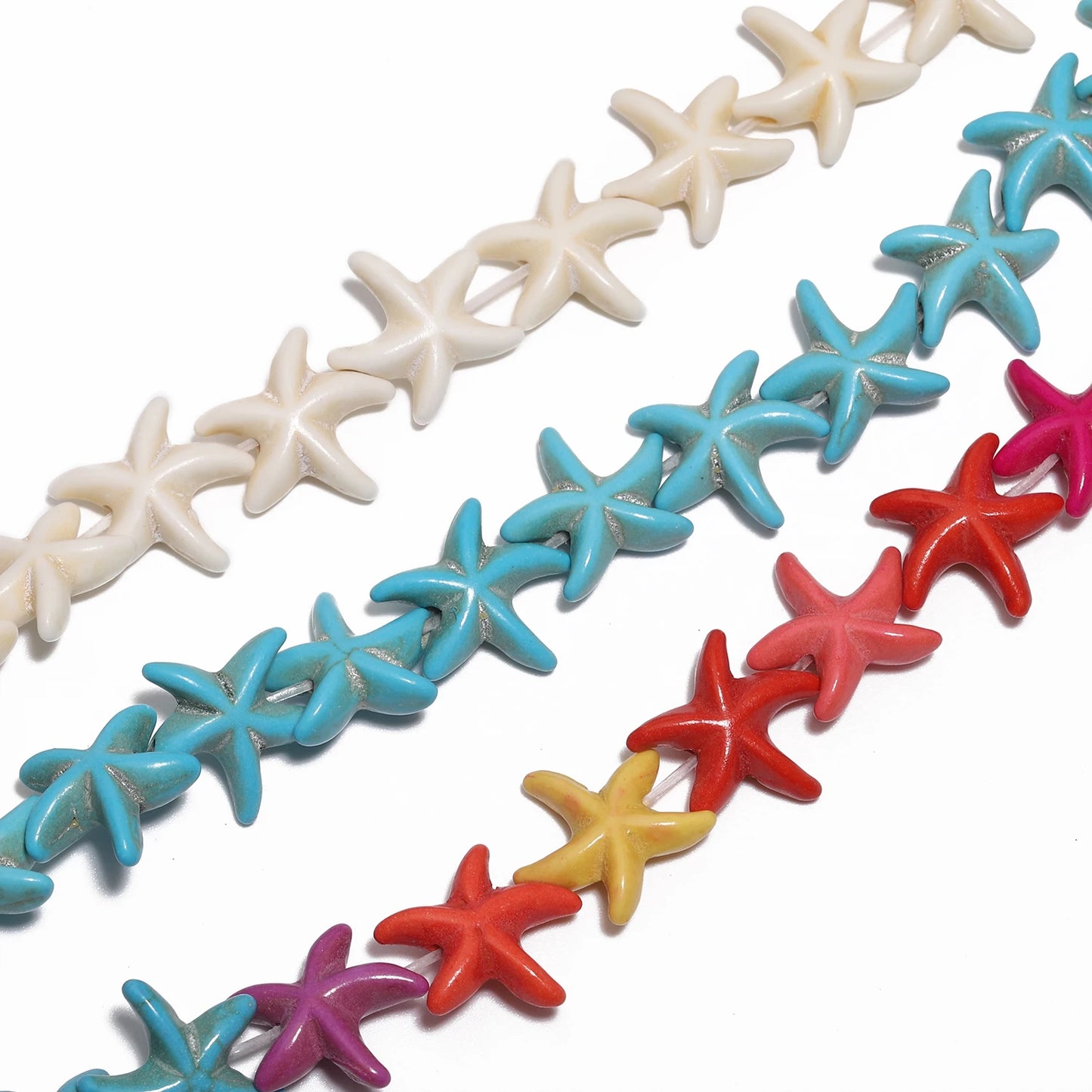 36pcs 14mm Starfish Shape Natural Turquoise Stone Beads Colorful Howlite Handmade Beads for Jewelry Making DIY Pendant Crafts