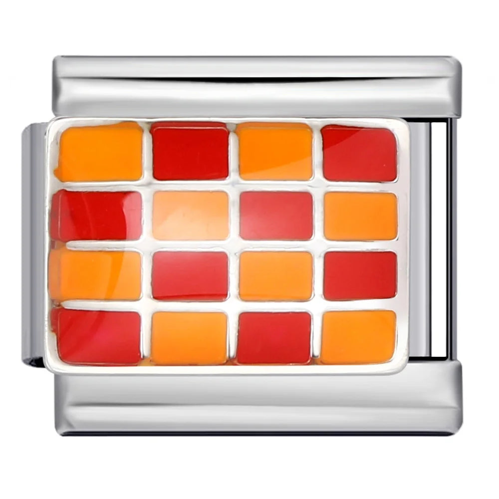 Simplicity Trend Women Men Colorful Glaze Square Lattice Italian Charm Link fit 9mm Stainless Steel Jewelry DIY Making Bracelets