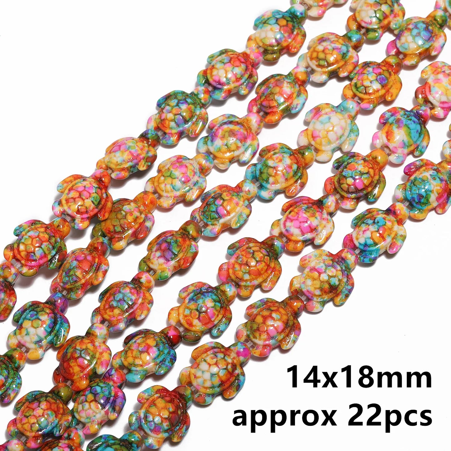 14x18mm 22pcs Sea Turtle Random Color Mix Natural Turquoise Stone Beads Bead for Jewelry Making DIY Ocean Series Bracelet