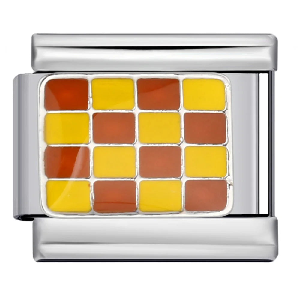 Simplicity Trend Women Men Colorful Glaze Square Lattice Italian Charm Link fit 9mm Stainless Steel Jewelry DIY Making Bracelets