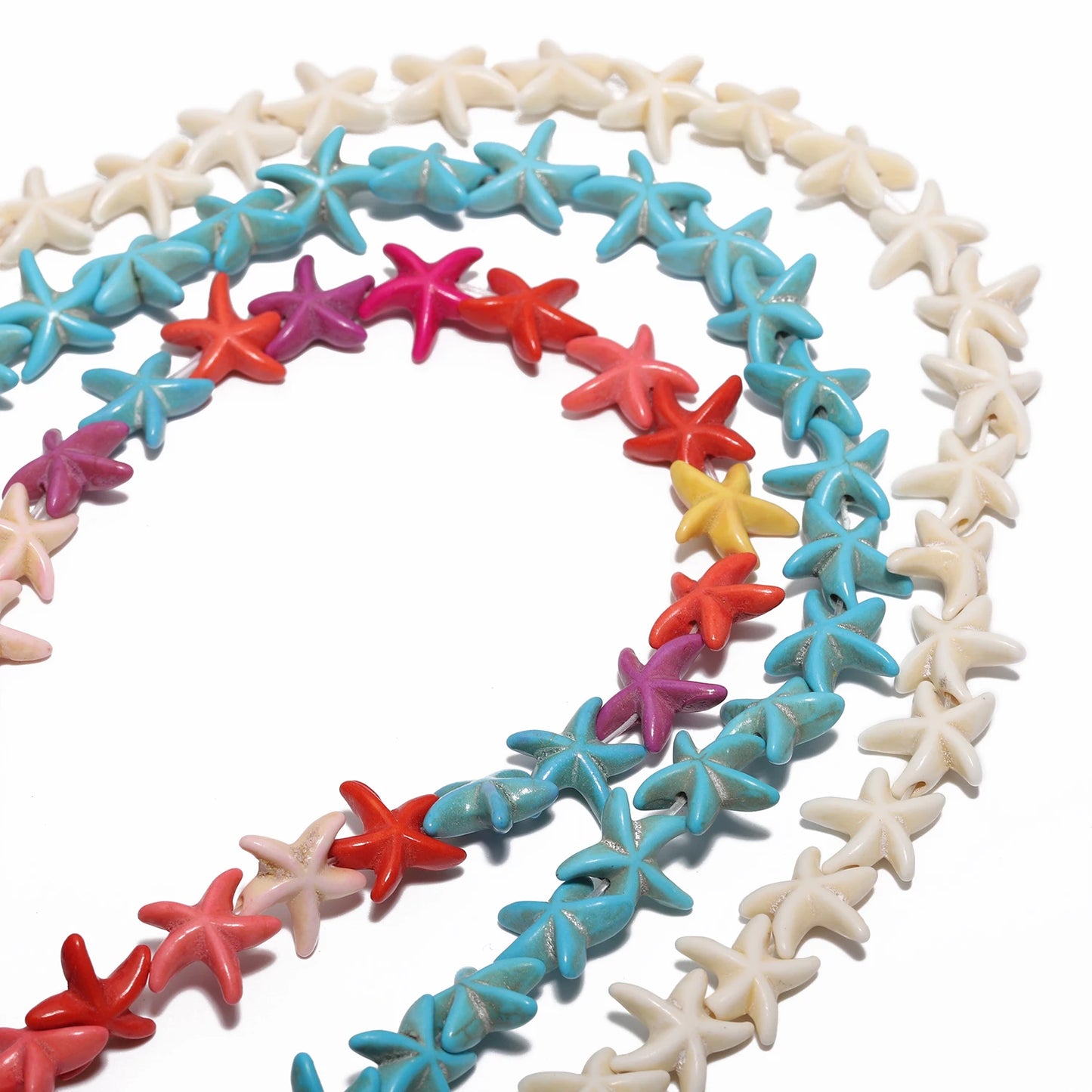 36pcs 14mm Starfish Shape Natural Turquoise Stone Beads Colorful Howlite Handmade Beads for Jewelry Making DIY Pendant Crafts