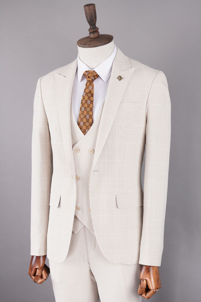Elegant Creamy Turkish Suit for Men – Premium Tailored Design - Excellence