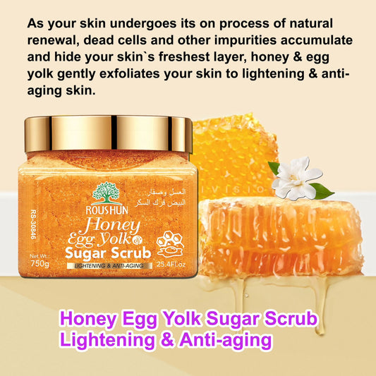 Honey Egg Yolk  Sugar  Scrub  - Lightening and anti-Aging by Roushun