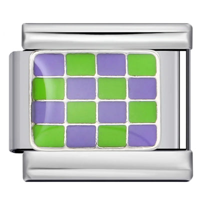 Simplicity Trend Women Men Colorful Glaze Square Lattice Italian Charm Link fit 9mm Stainless Steel Jewelry DIY Making Bracelets