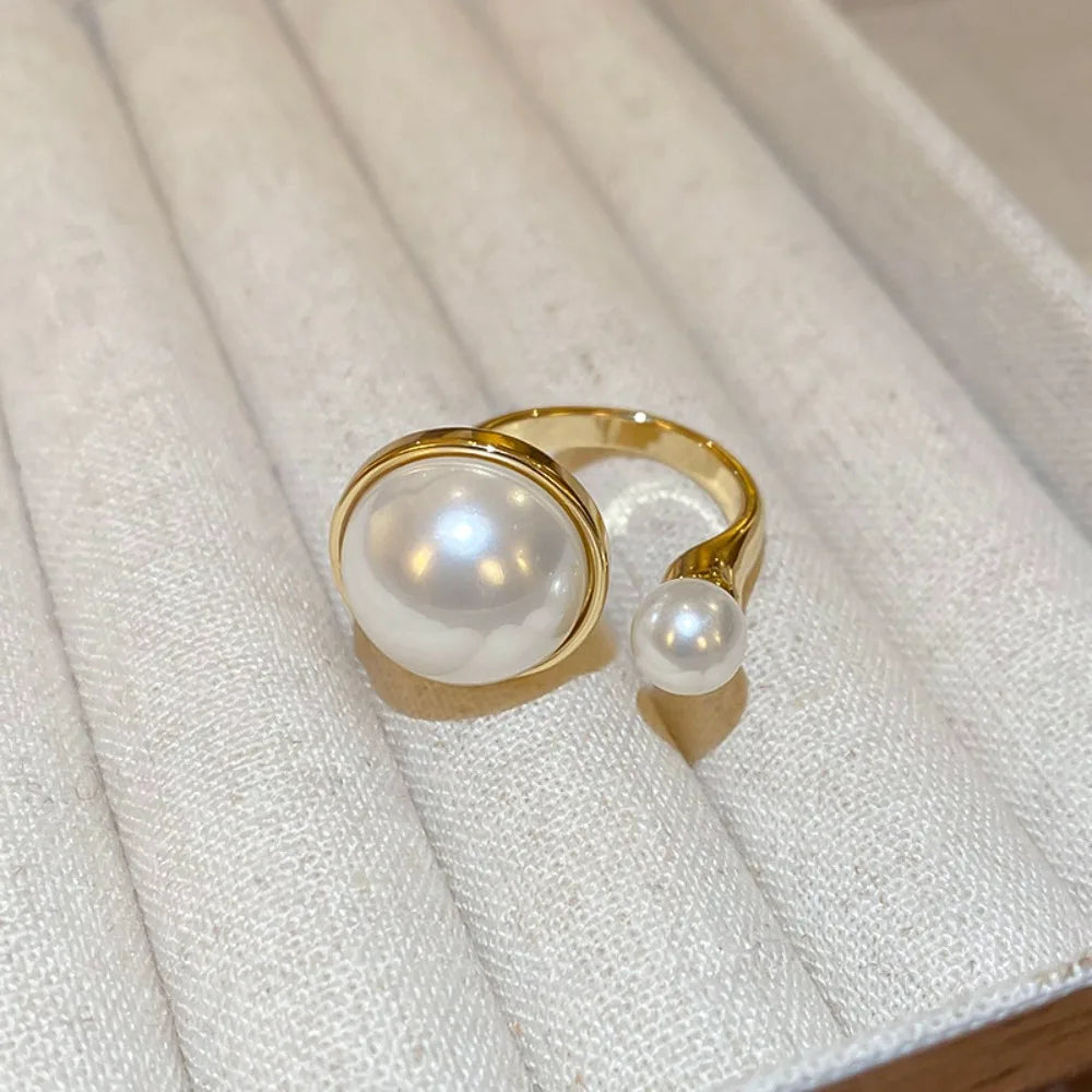 Opening Adjustable Pearl Ring Jewelry Accessories Imitation Pearl Pearl Open Rings Silver Copper Korean Pearl Ring Lady/Girls