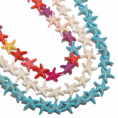 36pcs 14mm Starfish Shape Natural Turquoise Stone Beads Colorful Howlite Handmade Beads for Jewelry Making DIY Pendant Crafts