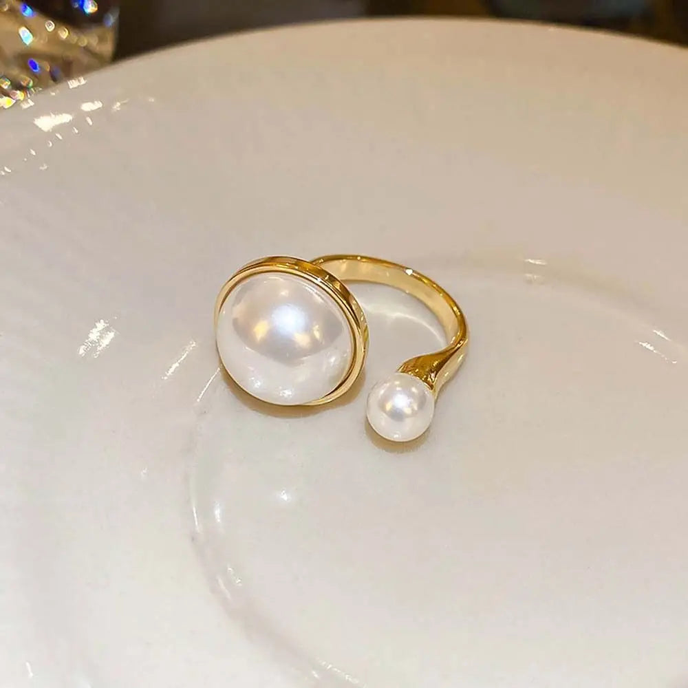 Opening Adjustable Pearl Ring Jewelry Accessories Imitation Pearl Pearl Open Rings Silver Copper Korean Pearl Ring Lady/Girls