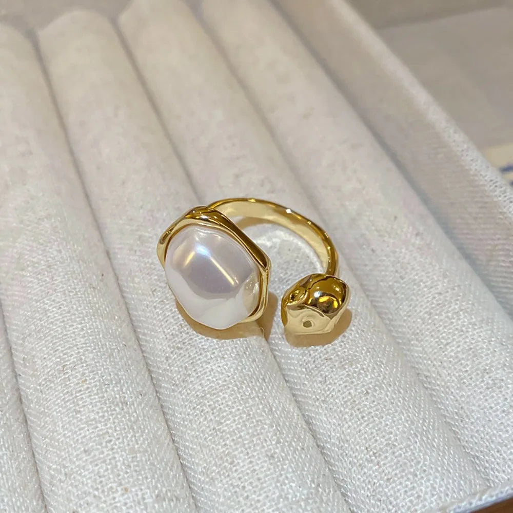 Opening Adjustable Pearl Ring Jewelry Accessories Imitation Pearl Pearl Open Rings Silver Copper Korean Pearl Ring Lady/Girls
