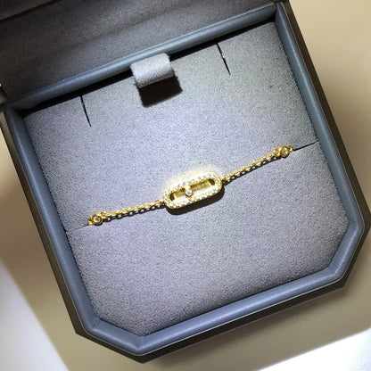 925 Sterling Silver Luxury Jewelry Classic Single Diamond Women's Bracelet. Moving Diamonds.