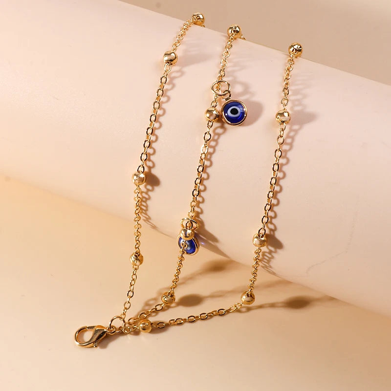 Aihua Bohemian Anklets Bracelets For Women Multiple Layers Turkish Eyes Ankle Bracelet Barefoot Sandals Pulseras Foot Jewelry