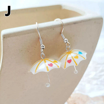 Cute Umbrella Drop Earrings Colored Rainbow Umbrella Korean Dangle Earrings For Women Girls Funny Pendant Jewelry Accessories