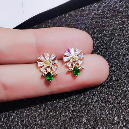 Huitan Delicate Bee Earrings Women for Wedding Engagement Good Quality Ear Accessories Dance Party Funny Earrings Trendy Jewelry