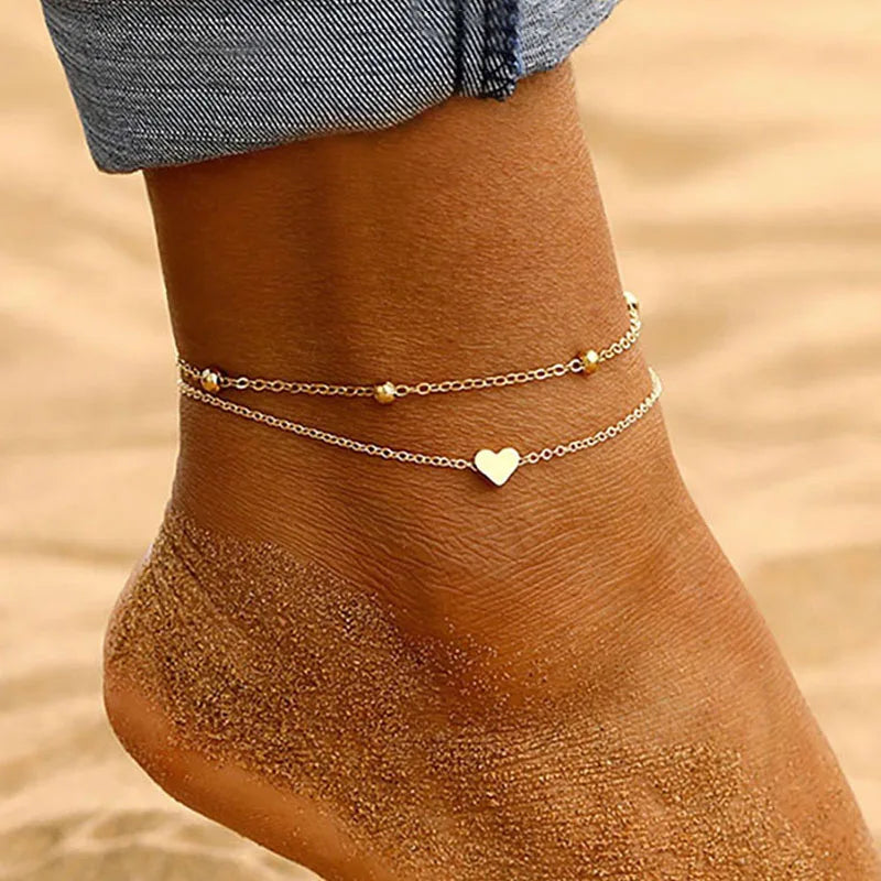 Aihua Bohemian Anklets Bracelets For Women Multiple Layers Turkish Eyes Ankle Bracelet Barefoot Sandals Pulseras Foot Jewelry