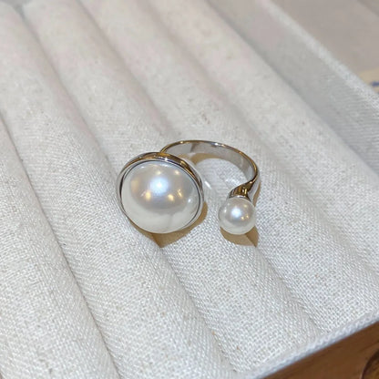 Opening Adjustable Pearl Ring Jewelry Accessories Imitation Pearl Pearl Open Rings Silver Copper Korean Pearl Ring Lady/Girls