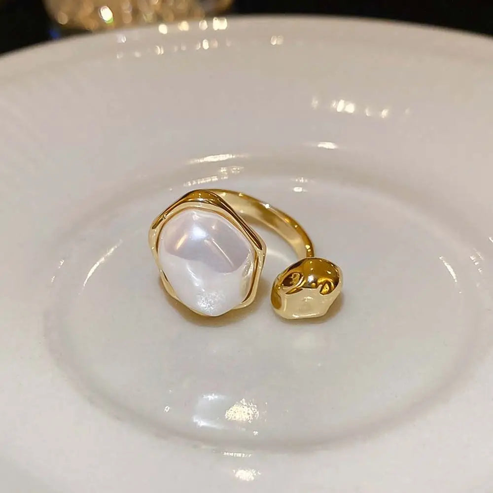 Opening Adjustable Pearl Ring Jewelry Accessories Imitation Pearl Pearl Open Rings Silver Copper Korean Pearl Ring Lady/Girls