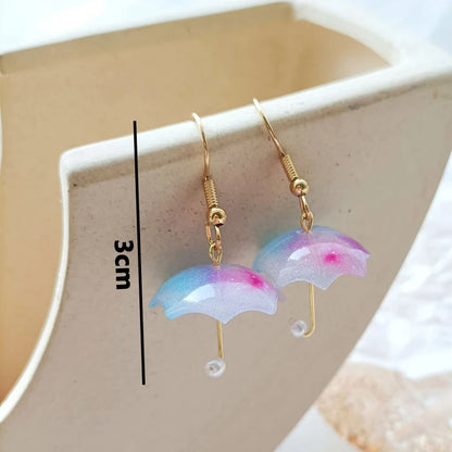 Cute Umbrella Drop Earrings Colored Rainbow Umbrella Korean Dangle Earrings For Women Girls Funny Pendant Jewelry Accessories