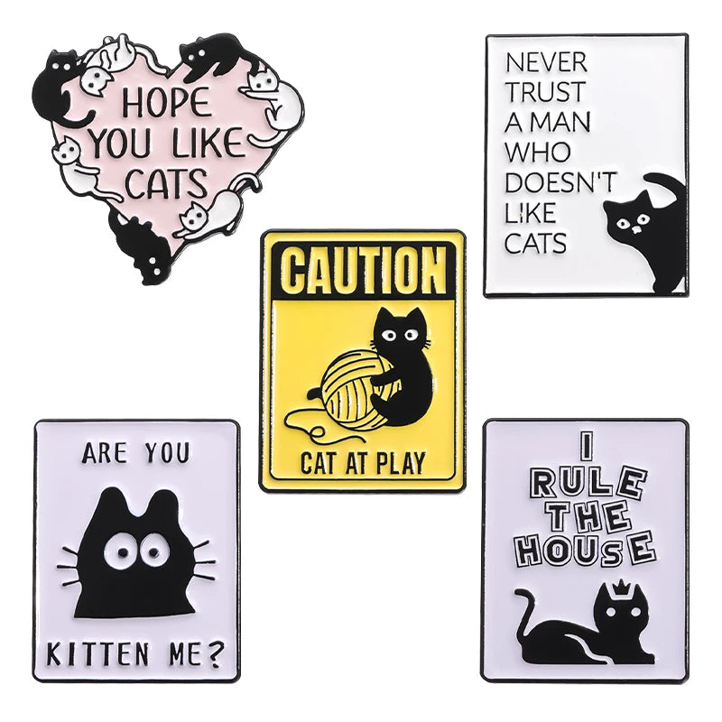 Never Trust A Man Who Doesn't Like Cats Enamel Pins Cute Cat I Rule The House Brooch Lapel Badge Jewelry Gift for Lover Cats