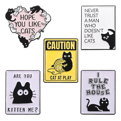 Never Trust A Man Who Doesn't Like Cats Enamel Pins Cute Cat I Rule The House Brooch Lapel Badge Jewelry Gift for Lover Cats