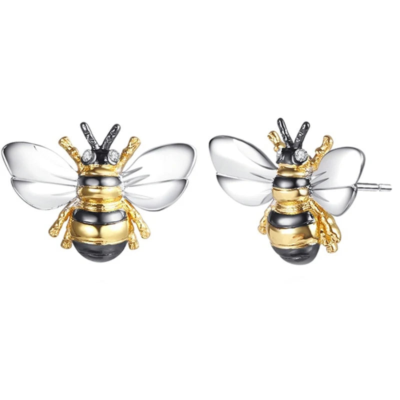 Huitan Delicate Bee Earrings Women for Wedding Engagement Good Quality Ear Accessories Dance Party Funny Earrings Trendy Jewelry