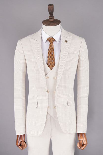 Elegant Creamy  Turkish Suit for Men – Premium Tailored Design - Excellence