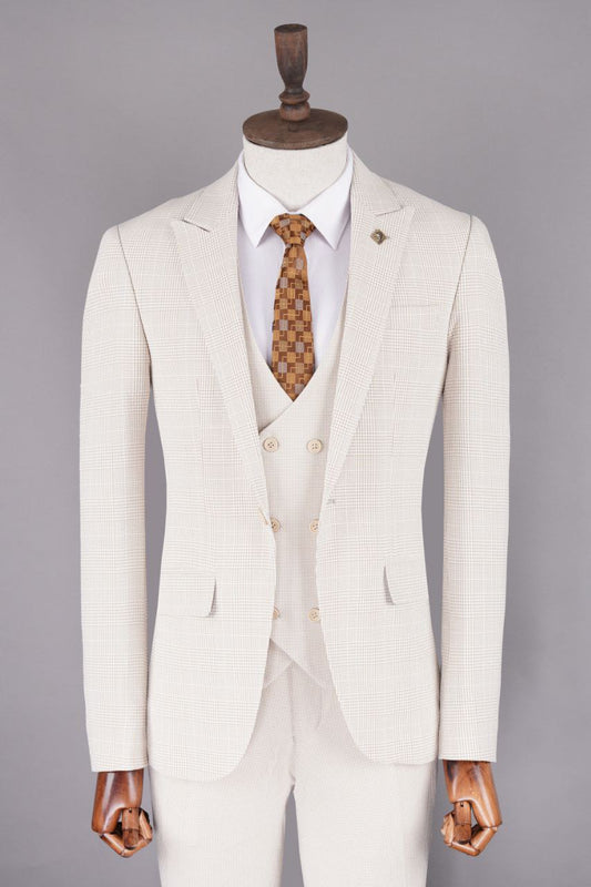 Elegant Creamy  Turkish Suit for Men – Premium Tailored Design - Excellence